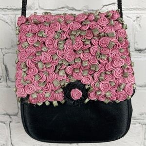 JULIE FELDMAN Pink Rosebuds Satin Small Purse